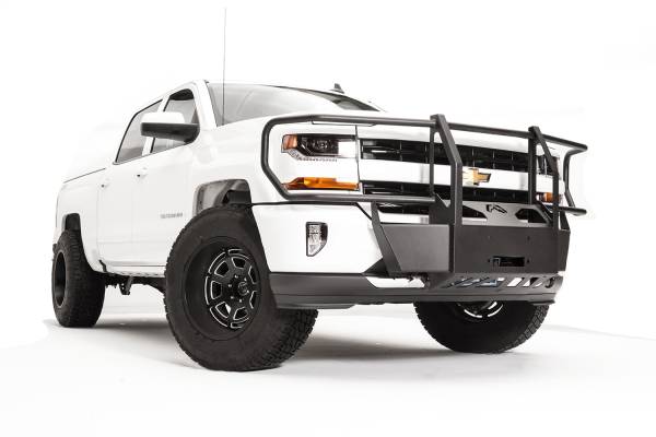 Fab Fours Bumpers & Off-Road Armor | 1350 Offroad - Fab Fours Winch Mount, Black Powder Coat, with Full Grill Guard - GM16-N3370-1 - Image 1