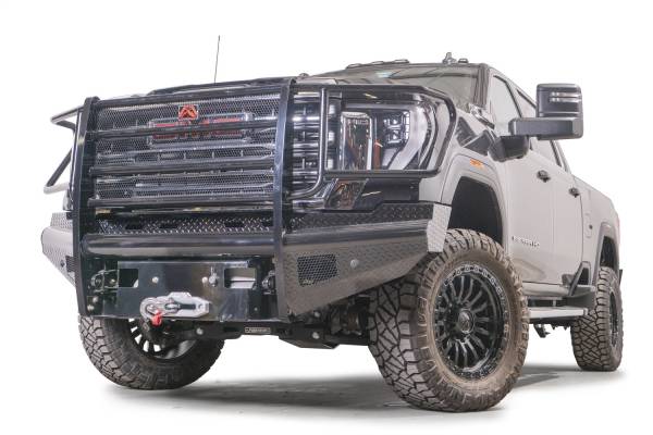 Fab Fours Bumpers & Off-Road Armor | 1350 Offroad - Fab Fours Black Steel Front Bumper, with Full Guard, with Sensor - GM24-S6260-1 - Image 1