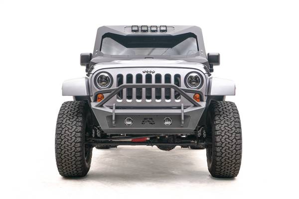 Fab Fours Bumpers & Off-Road Armor | 1350 Offroad - Fab Fours Stubby Bumper, with Pre-Runner Guard, Bare Steel - JK07-B1952-B - Image 1