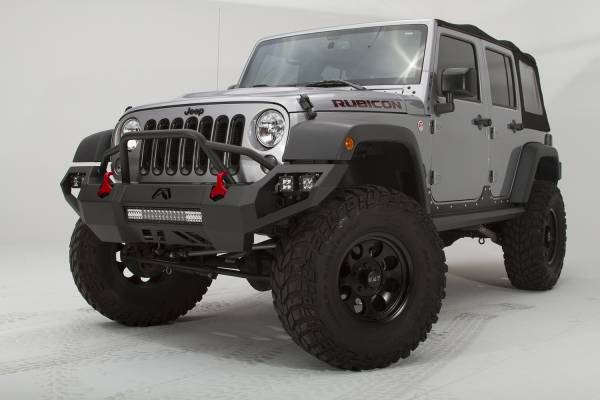Fab Fours Bumpers & Off-Road Armor | 1350 Offroad - Fab Fours Vengeance Front Bumper, Black Powder Coat, Pre-Runner Guard - JK07-D1852-1 - Image 1
