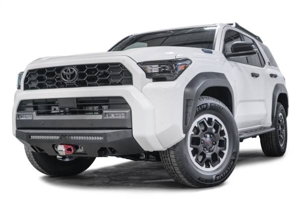 Fab Fours Bumpers & Off-Road Armor | 1350 Offroad - Fab Fours Semi Hidden Winch Mount, 1875-in Steel Construction, with LED Light Bar, Matte Black - T4R-N6851-1 - Image 1