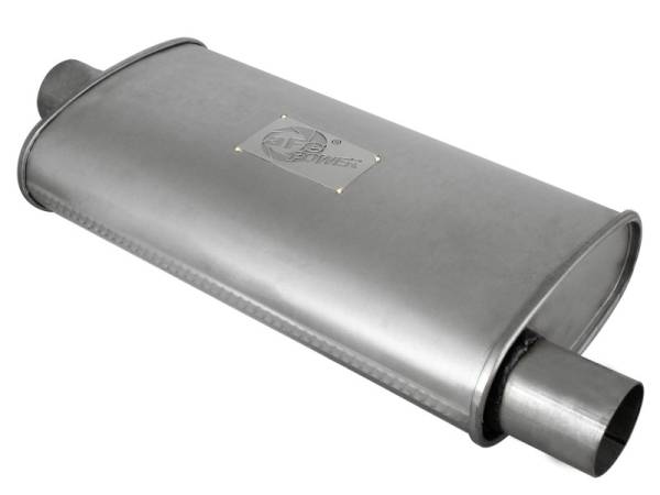 aFe Power Performance Parts & Installation | 1350 Offroad - aFe Scorpion Aluminized Steel Muffler 2-1/2-in ID Center/Offset x 9-in W x 4-in H x 18-in L- Oval Body - 49M00002 - Image 1