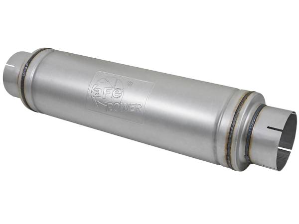 aFe Power Performance Parts & Installation | 1350 Offroad - aFe ATLAS Aluminized Steel Muffler 5-in ID Center/Center x 7-in Dia. x 24-in L - Round Body - 49M00023 - Image 1