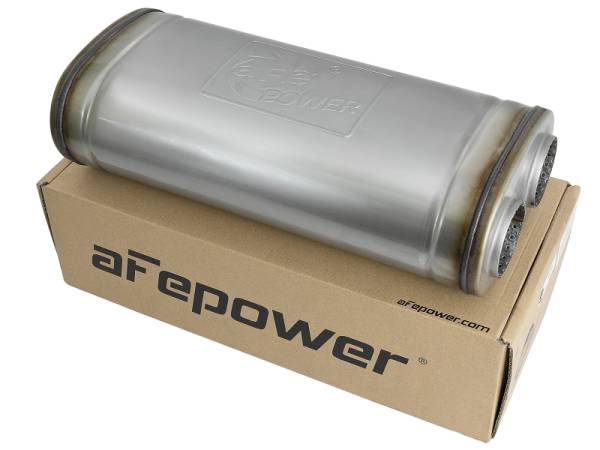 aFe Power Performance Parts & Installation | 1350 Offroad - aFe MACH Force-Xp 409 Stainless Steel Muffler 2-1/2-in ID Offset/Dual x 18-in L x 8-in W x 5-in H - Oval Body - 49M00033 - Image 1