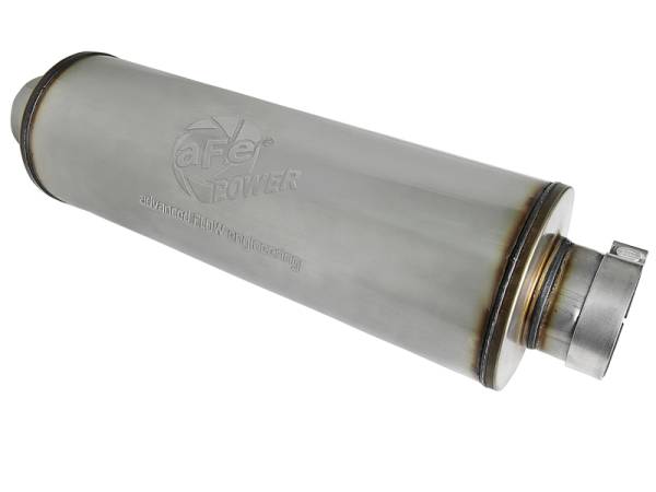 aFe Power Performance Parts & Installation | 1350 Offroad - aFe SATURN 4S 409 Stainless Steel Muffler 4-in ID Center/Center x 8-in Dia. x 30-in OAL - Round Body - 49M00038 - Image 1