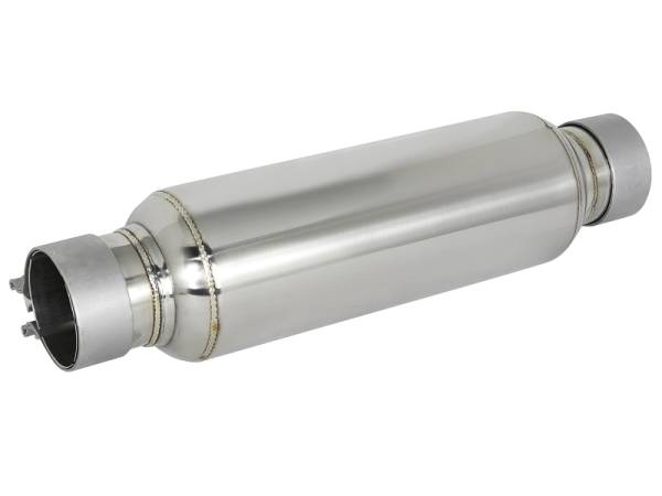 aFe Power Performance Parts & Installation | 1350 Offroad - aFe MACH Force-Xp 304 Stainless Steel Resonator 2-1/2-in Inlet/Outlet x 4-in Dia. x 12-in Body x 15-in Overall Length - 49M10003 - Image 1