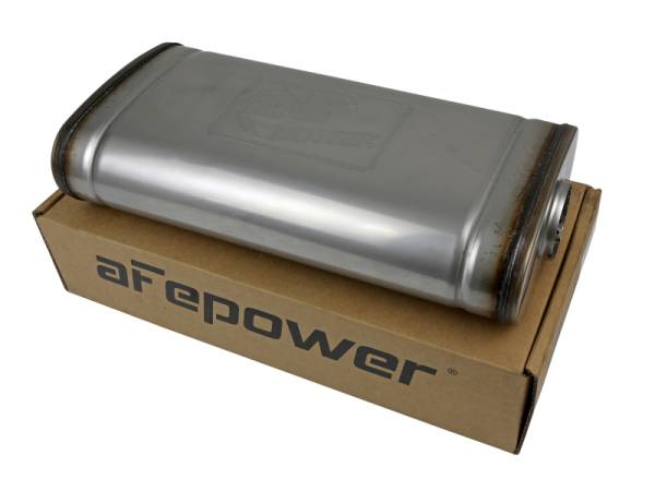 aFe Power Performance Parts & Installation | 1350 Offroad - aFe MACH Force-Xp 304 Stainless Steel Muffler 2-1/2-in ID Center/Offset x 9-in W x 4-in H x 18-in L - Oval Body - 49M30019 - Image 1