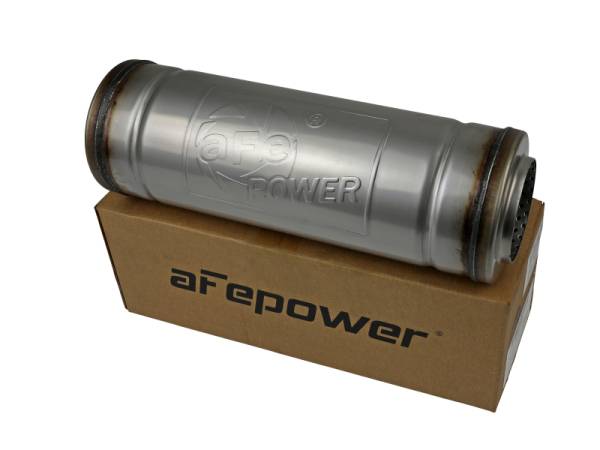 aFe Power Performance Parts & Installation | 1350 Offroad - aFe MACH Force-Xp 304 Stainless Steel Muffler 3-in ID Center/Center x 5-in Dia. x 14-in L - Round Body - 49M30049 - Image 1