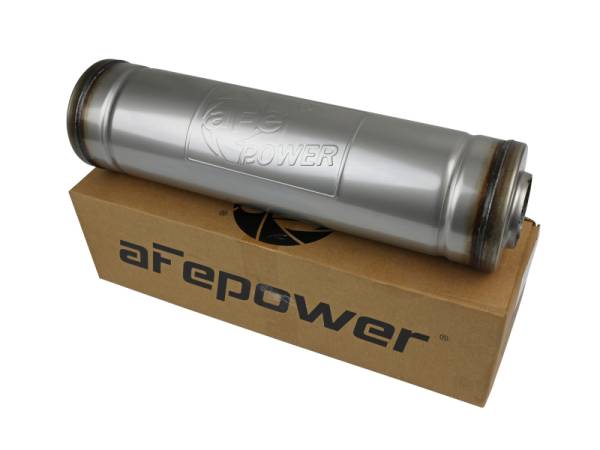 aFe Power Performance Parts & Installation | 1350 Offroad - aFe MACH Force-Xp 304 Stainless Steel Muffler 2-1/2-in ID Center/Center x 5-in Dia. x 18-in L - Round Body - 49M30048 - Image 1