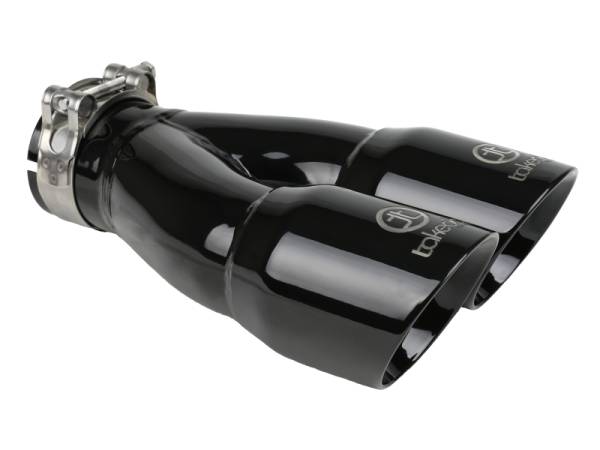 aFe Power Performance Parts & Installation | 1350 Offroad - aFe Takeda 304 Stainless Steel Clamp-on Exhaust Tip Black 2-1/2-in Inlet x 3-in Dual Outlet x 9-1/2-in L - 49T25364-B10 - Image 1