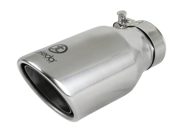 aFe Power Performance Parts & Installation | 1350 Offroad - aFe Takeda 304 Stainless Steel Clamp-on Exhaust Tip Polished 2-1/2-in Inlet x 4-in Outlet x 8-in L - 49T25404-P08 - Image 1