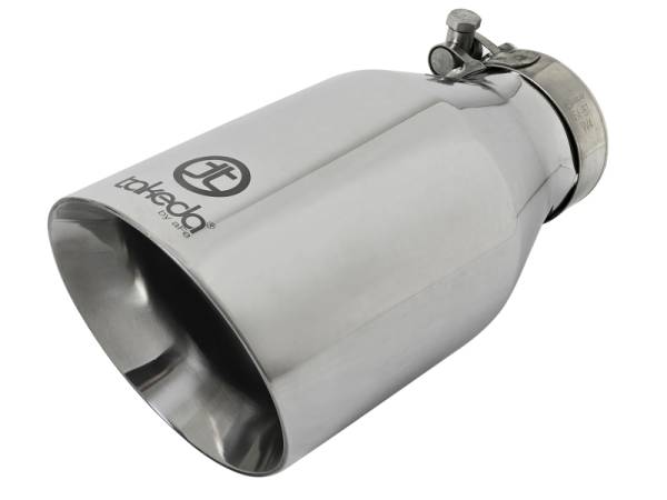 aFe Power Performance Parts & Installation | 1350 Offroad - aFe Takeda 304 Stainless Steel Clamp-on Exhaust Tip Polished 2-1/2-in Inlet x 4-1/2-in Outlet x 9-in L - 49T25454-P09 - Image 1