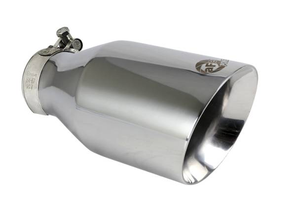 aFe Power Performance Parts & Installation | 1350 Offroad - aFe MACH Force-Xp 304 Stainless Steel Clamp-on Exhaust Tip Polished 2-1/2-in Inlet x 4-1/2-in Outlet x 9-in L - 49T25454-P091 - Image 1