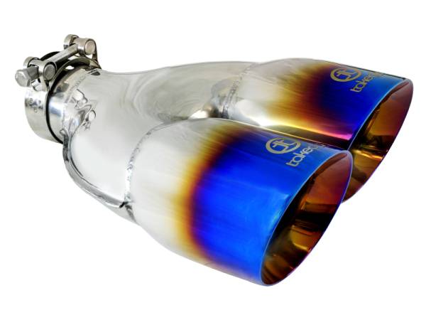 aFe Power Performance Parts & Installation | 1350 Offroad - aFe Takeda 304 Stainless Steel Clamp-on Exhaust Tip Blue Flame 2-1/2-in Inlet x 4-in Outlet x 12-in L - 49T25484-L121 - Image 1