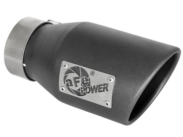 aFe Power Performance Parts & Installation | 1350 Offroad - aFe MACH Force-Xp 409 Stainless Steel Clamp-on Exhaust Tip High-Temp Metallic Black 3-in Inlet x 4-1/2-in Outlet x 9-in L - 49T30451-B091 - Image 1