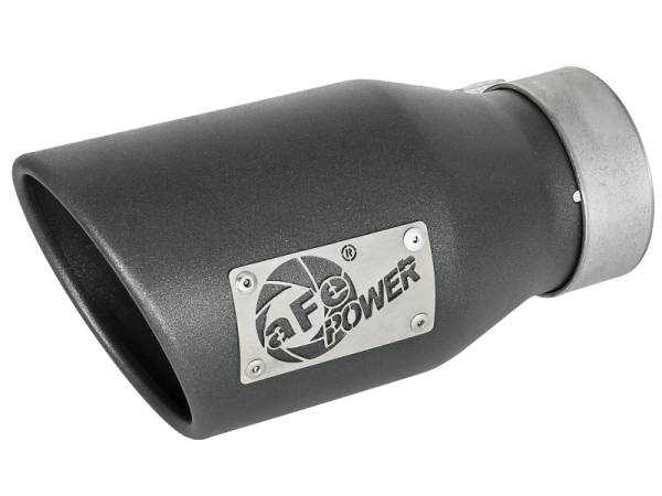 aFe Power Performance Parts & Installation | 1350 Offroad - aFe MACH Force-Xp 409 Stainless Steel Clamp-on Exhaust Tip High-Temp Metallic Black 3-in Inlet x 4-1/2-in Outlet x 9-in L - 49T30452-B091 - Image 1