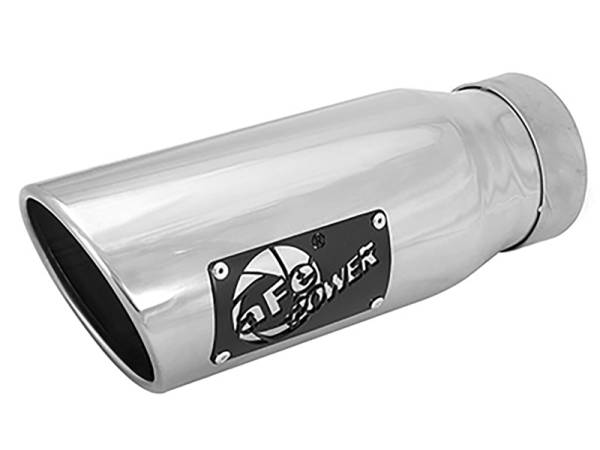 aFe Power Performance Parts & Installation | 1350 Offroad - aFe MACH Force-Xp 304 Stainless Steel Clamp-on Exhaust Tip Polished Left Side Exit 3-1/2-in Inlet x 4-1/2-in Outlet x 12-in L - 49T35452-P12 - Image 1