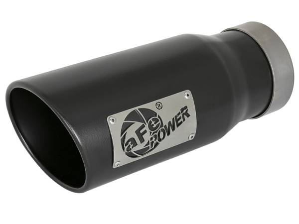 aFe Power Performance Parts & Installation | 1350 Offroad - aFe MACH Force-Xp 409 Stainless Steel Clamp-on Exhaust Tip Black 4-in Inlet x 5-in Outlet x 12-in L - 49T40502-B12 - Image 1