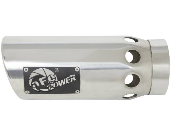 aFe Power Performance Parts & Installation | 1350 Offroad - aFe MACH Force-Xp 409 Stainless Steel Clamp-on Exhaust Tip Polished Left Side Exit 4-in Inlet x 5-in Outlet x 12-in L - 49T40502-P121 - Image 1