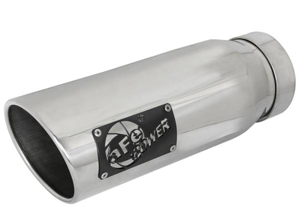 aFe Power Performance Parts & Installation | 1350 Offroad - aFe MACH Force-Xp 304 Stainless Steel Clamp-on Exhaust Tip Polished Left Side Exit 4-in Inlet x 5-in Outlet x 12-in L - 49T40502-P12 - Image 1