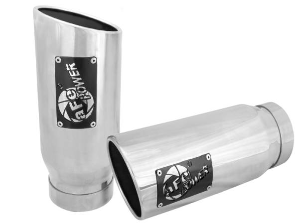 aFe Power Performance Parts & Installation | 1350 Offroad - aFe MACH Force-Xp 409 Stainless Steel Clamp-on Exhaust Tip Polished Pair 4-in Inlet x 5-in Outlet x 12-in L - 49T40506-P12 - Image 1
