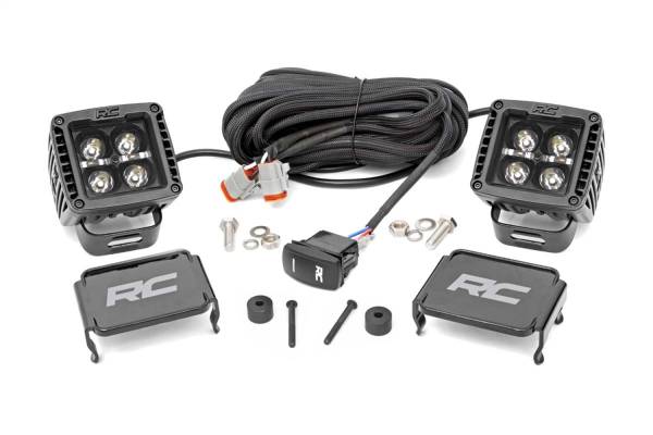Rough Country Lift Kits & Suspension | 1350 Offroad - Rough Country Black Series LED Fog Light Kit, 2880 Lumens, 36 Watts, Spot Beam, White DRL - 70061 - Image 1