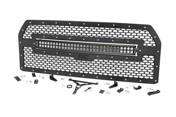 Rough Country Lift Kits & Suspension | 1350 Offroad - Rough Country Laser-Cut Mesh Replacement Grille, Brackets, Black Powdercoat - 70193 - Image 1