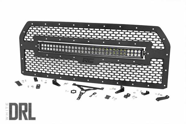 Rough Country Lift Kits & Suspension | 1350 Offroad - Rough Country Mesh Grille with LED, 30-in, Dual Row Black Series LED with Cool White DRL - 70193DRL - Image 1
