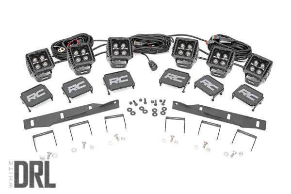 Rough Country Lift Kits & Suspension | 1350 Offroad - Rough Country LED Fog Light Kit, Black Series Lights with White DRL, Mounting Brackets, Wiring Harness - 70700DRL - Image 1