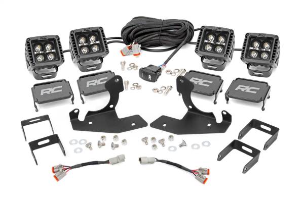 Rough Country Lift Kits & Suspension | 1350 Offroad - Rough Country LED Fog Light Kit, Black Series Lights with Amber DRL, [2] Fog Light Mounting Brackets - 70762DRLA - Image 1