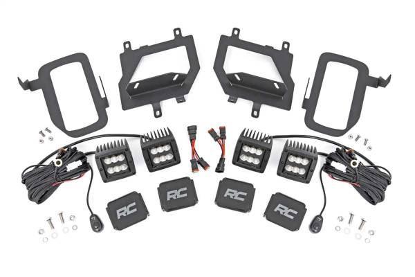 Rough Country Lift Kits & Suspension | 1350 Offroad - Rough Country LED Fog Light Kit, Fog Mount, Double 2-in, Black, Pair, Spot/Flood, for Off-Road Only - 70865 - Image 1