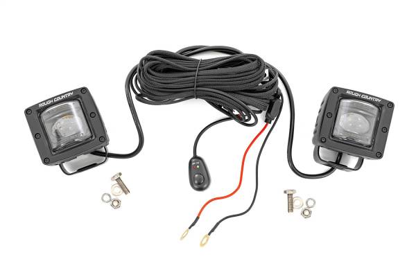 Rough Country Lift Kits & Suspension | 1350 Offroad - Rough Country Black Series LED Fog Light Kit, Pair, 2-in, SAE Fog, Yellow - 70907A - Image 1
