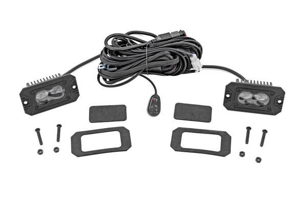 Rough Country Lift Kits & Suspension | 1350 Offroad - Rough Country Black Series LED Fog Light Kit, 3x1.75-in, White, LED Slim Aux, SAE Fog, Flush Mount, Pair - 70908 - Image 1