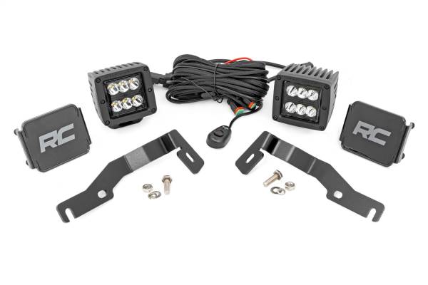 Rough Country Lift Kits & Suspension | 1350 Offroad - Rough Country LED Fog Light Kit, 2-in Black, Ditch Mount, Spot, Pair - 72101 - Image 1