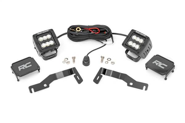 Rough Country Lift Kits & Suspension | 1350 Offroad - Rough Country LED Fog Light Kit, 2-in Black, Ditch Mount, Flood, Pair - 72102 - Image 1