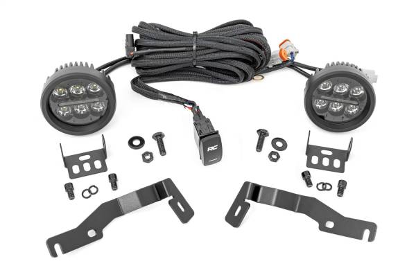 Rough Country Lift Kits & Suspension | 1350 Offroad - Rough Country Black Series LED Fog Light Kit, 3.5-in Round, Ditch Mount, Amber DRL - 72106 - Image 1