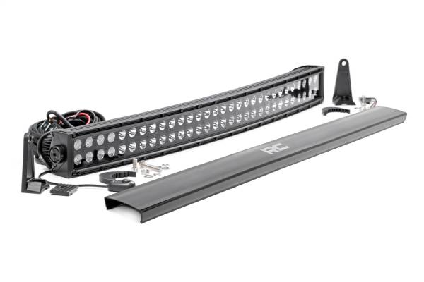 Rough Country Lift Kits & Suspension | 1350 Offroad - Rough Country Cree Black Series LED Light Bar, 30-in, Dual Row, Curved, 14400 Lumens, 180 Watts, Switch - 72930BL - Image 1