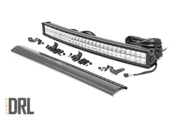 Rough Country Lift Kits & Suspension | 1350 Offroad - Rough Country LED Light Bar, 30-in, Curved Cree, Dual Row, Chrome Series, with Cool White DRL - 72930D - Image 1