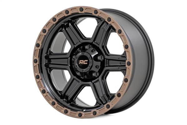 Rough Country Lift Kits & Suspension | 1350 Offroad - Rough Country Series 79 Wheel, One-Piece, Semi Gloss Black with Bronze Ring, 15x8-in, 5x4.5, 19mm Offset - 79150813 - Image 1