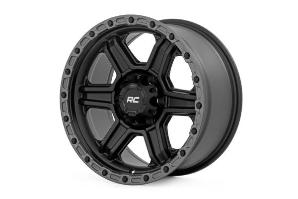 Rough Country Lift Kits & Suspension | 1350 Offroad - Rough Country Series 79 Wheel, One-Piece, Semi Gloss Black with Gunmetal Ring, 17x8.5-in, 6x5.5, 0mm Offset - 79170912B - Image 1