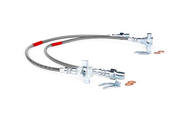 Rough Country Lift Kits & Suspension | 1350 Offroad - Rough Country Stainless Steel Brake Lines, Front, for 4-6-in Lift - 89340S - Image 1