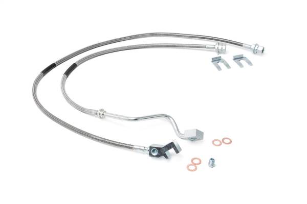 Rough Country Lift Kits & Suspension | 1350 Offroad - Rough Country Stainless Steel Brake Lines, Front, for 4-8-in Lift - 89705 - Image 1