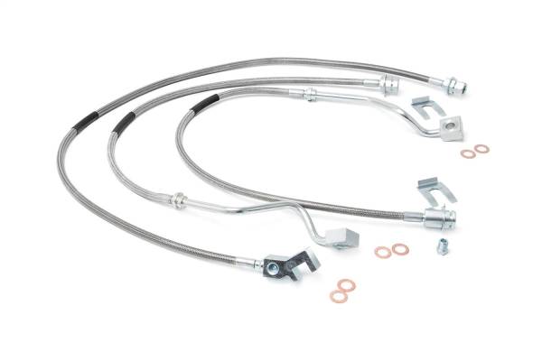 Rough Country Lift Kits & Suspension | 1350 Offroad - Rough Country Brake Lines, 4-8-in, Stainless Steel, Extended Brake Line, Extra Length, Internal Teflon Layer - 89717 - Image 1
