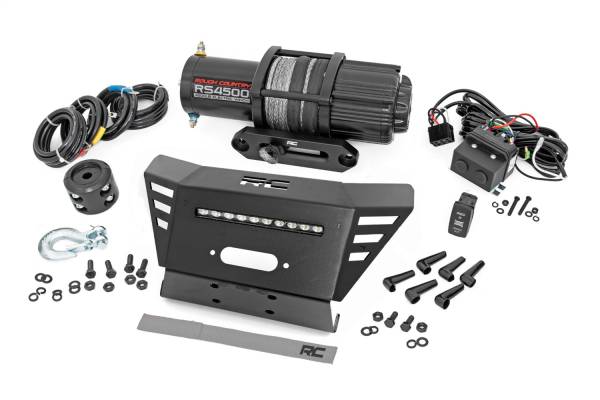 Rough Country Lift Kits & Suspension | 1350 Offroad - Rough Country Winch Mounting Plate, 10-in, Black Slimline, with RS4500S - 92079 - Image 1