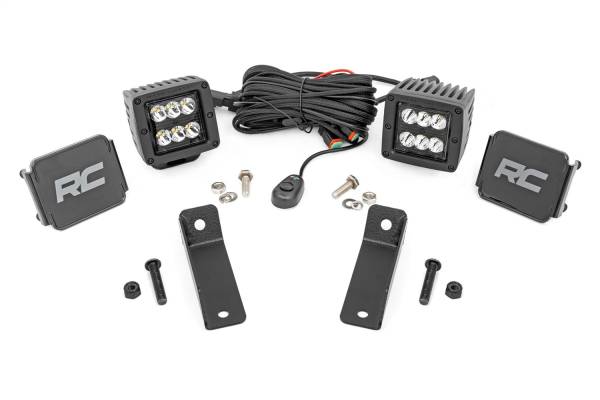 Rough Country Lift Kits & Suspension | 1350 Offroad - Rough Country Black Series LED Fog Light Kit, 2-in, Rear Mount, Spot, Black Pair - 97081 - Image 1