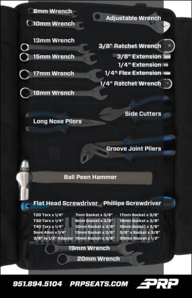 PRP Seats & Harnesses for Jeeps and Off-Road | 1350 Offroad - PRP Can-Am Roll Up Tool Bag with 35pc Tool Kit - E112 - Image 1