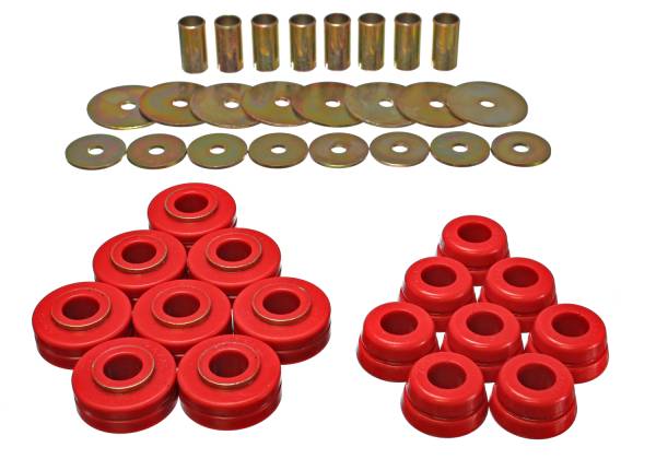 Energy Suspension Polyurethane Bushings | 1350 Offroad - Energy Suspension Body Mount Set, Red 6.4101R - Image 1