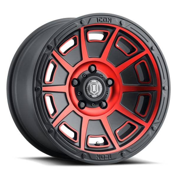 ICON Alloys Off-Road Wheels | 1350 Offroad - ICON Alloys Victory, Satin Black w/Red, 17x8.5 / 5x4.5, 0mm Offset Wheel 3017856547SBRT - Image 1
