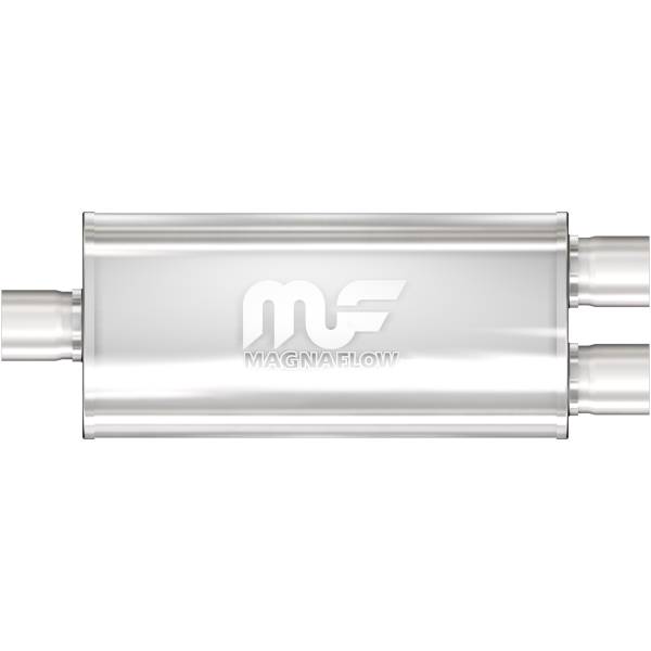 MagnaFlow Exhaust Systems & Installation | 1350 Offroad - MagnaFlow 2.5 in/2.25 in Center/Dual, 5 in x 18 in x 8 in Body Muffler 12258 - Image 1
