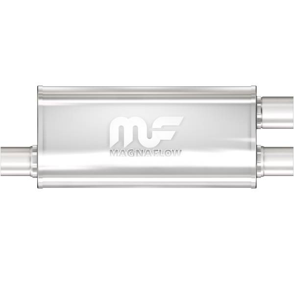 MagnaFlow Exhaust Systems & Installation | 1350 Offroad - MagnaFlow 2.5 in/2.25 in Offset/Dual, 5 in x 18 in x 8 in Body Muffler 12266 - Image 1
